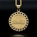 Colgante medallón de La Última Cena chapado en oro con cristales y cadena de cuerda torcida - Dorado (Solo Colgante)