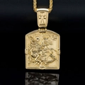 Gold stainless steel Saint George slaying dragon relief pendant with wheat chain - Pendant Only (Without Chain) / Gold
