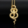 Retro 18k gold plated stainless steel coiled snake pendant necklace with detailed scales - Gold - Pendant Only (Without Chain)