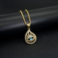 Gold-plated hip hop rope chain necklace with a crystal-encrusted Evil Eye pendant - Gold - Pendant Only