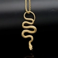 Gothic gold snake pendant necklace featuring intricate scale texture and wheat chain - Gold Snake Pendant (Without Chain)