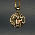 Collar colgante escudo Templarios dorado con cruz roja y cadena de trigo en espejo negro - Solo Colgante Dorado (Sin Cadena)