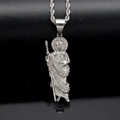 Silver Saint Jude Thaddeus pendant necklace with zircons and silver twist chain - Steel Color White Rhinestone St. Jude Pendant Only (Without Chain)