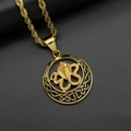 Men's gold cobra pendant necklace with Celtic knot patterns and black enamel detail - Gold Cobra Pendant (Without Chain)