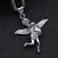 Polished stainless steel hip hop angel pendant with money bag on a wheat chain - Pendant Only / Silver