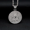 Silver Egyptian Eye of Horus pyramid pendant with black gemstone on a rope chain - Steel Color Pendant (No Chain)