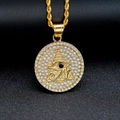 Golden Eye of Horus stainless steel pendant with black stone and white crystals - Gold Color Pendant (No Chain)