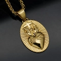 Poliertes 18K Gold Edelstahl Heilig-Herz-Kreuz Anhänger Halskette auf schwarzem Hintergrund - Goldfarbener Anhänger (Ohne Kette)