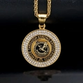 18K gold plated Philippine Eagle pendant necklace with white crystals and black enamel inlay - Gold Blackened (Pendant Only)