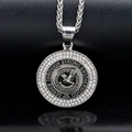 316L stainless steel medallion necklace featuring Philippine Eagles emblem with crystals - Silver Blackened (Pendant Only)
