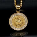 316L stainless steel gold Philippine Eagle brotherhood pendant with rhinestones - Gold (Pendant Only (Without Chain))