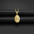 Pendentif médaillon ovale vintage plaqué or 18k avec relief féminin sur chaîne corde - Or Grand - Sans Chaîne