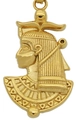 Detailansicht eines vergoldeten ägyptischen Pharao-Anhängers mit feiner Gravur - Gold Nur Anhänger (Ohne Kette)