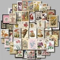 50 adesivi a forma di francobollo vintage con paesaggi e disegni botanici - Stile Francobollo Vintage 1(邮票效果图一)