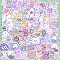 Cute INS style purple cartoon stickers with bears and rabbits for water bottles and journals - Purple Berry Cake