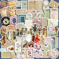 Autocollants vintage romantiques avec éléments victoriens et motifs floraux pour scrapbooking - Personnages Fleurs Romantiques Vintage (Sans Répétition)