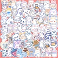 Autocollants mignons ours et lapin étanches de style coréen pour scrapbooking et gourdes - Bouffée Bleu Glacé