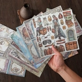Set de papel scrapbooking steampunk Lady Vagabond vintage con motivos antiguos en madera - Tema Punk Británico Vagabond Jazz