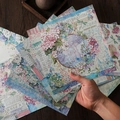 Vintage-Scrapbooking-Papierset mit Hortensien-Motiven für DIY-Tagebuchgestaltung - Hortensien-Thema