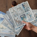 Bastelpapier-Set Wintermärchen mit Vintage-Waldfee und Schloss-Illustrationen - Winterelfen-Thema