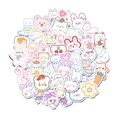 Detailopname van 90 schattige cartoon dierenstickers met konijnen en beren op witte basis - Lijnen Beer (Lijnen Beer 90 Stuks)