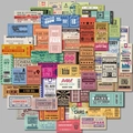 50 Stück Vintage-Ticket-Aufkleber für Scrapbooking und DIY-Laptop-Dekoration im Set - Ticket Aufkleber