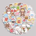 Set di 80 adesivi kawaii cartoon con ragazze e animali carini per decorazioni fai-da-te - Stile Oca