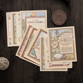 Vintage Scrapbook-Papier mit Vogel- und Blumenmotiven auf dunklem Holzgrund-Hintergrund - Vintage Buchseiten Material