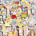 Schattige cartoon meisje stickers in pastelkleuren voor DIY dagboeken en decoratie - Geglazuurde Golfstijl