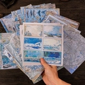Blauw scrapbooking papier met Arctisch oceaan thema voor DIY decoratie - Niet-herhalend Arctisch Antarctisch Thema