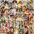 Vintage Victorian art stickers with elegant lady portraits for scrapbooking and decoration - Victoria Doll Style C