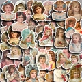 Set of 4 vintage Victorian style girl stickers for journal and laptop decoration - Victoria Doll Style A
