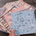 Vintage nautical scrapbook paper set with lighthouse and sailboat patterns for journaling - Seaside Theme (10 Sheets)