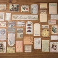 Vintage junk journal scrapbooking paper set with antique book pages and botanical labels - Shabby Elements Season 3 (32 Pcs)