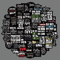 Set of 50 black and white inspirational English stickers for laptop and luggage decor - Black and White English Style