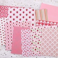 Set di carta scrapbooking vintage rosa con motivi a fragola per decorazioni fai da te - Serie 1002 / Carta materiale di grandi dimensioni