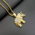 Gold plated stainless steel elephant pendant necklace with sparkling crystal inlay - Pendant Only (Without Chain)