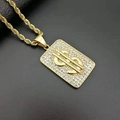 Hip hop gold plated dollar sign pendant necklace with crystal rhinestones on rope chain - Gold Pendant Only (Without Chain)
