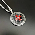 316L stainless steel Knights Templar cross sword shield pendant on rope chain necklace - Steel Color No Stones (Pendant Only Without Chain)