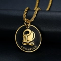 Gold-plated stainless steel Aquarius zodiac pendant with black enamel and rope chain - Aquarius Pendant Only (Without Chain)