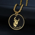 Gold and black Taurus zodiac pendant necklace featuring a polished rope chain design - Taurus Pendant Only (Without Chain)