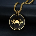 Golden Cancer zodiac pendant necklace with black enamel and twisted rope chain design - Cancer Pendant Only (Without Chain)