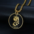 Golden Virgo zodiac pendant necklace with black enamel inlay and twisted rope chain - Virgo Pendant Only (Without Chain)