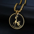 Gold-tone Capricorn constellation pendant necklace with black enamel inlay for men and women - Capricorn Pendant Only (Without Chain)