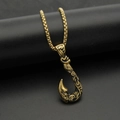 Men's vintage golden stainless steel fish hook anchor pendant with box chain necklace - Black Gold Pendant Only (Without Chain)