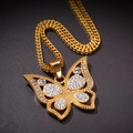 Collier hip hop pendentif papillon doré avec cristaux sur une chaîne épaisse - Or (Pendentif Uniquement)