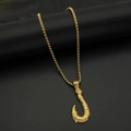 Men's Viking anchor hook pendant necklace in gold-plated stainless steel finish - Gold Pendant Only