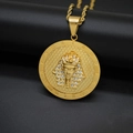 Iced out Egyptian Pharaoh King Tut pendant necklace with gold plated twisted chain - Gold (Pendant Only Without Chain)