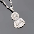 Collana con ciondolo busto di San Giuda in acciaio inossidabile e catena a corda - Acciaio Zirconia Bianca (Solo Ciondolo Senza Catena)