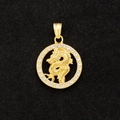 Detail of 18K gold-plated zodiac dragon pendant featuring sparkling white crystal inlay - Dragon (Pendant Only Without Chain)